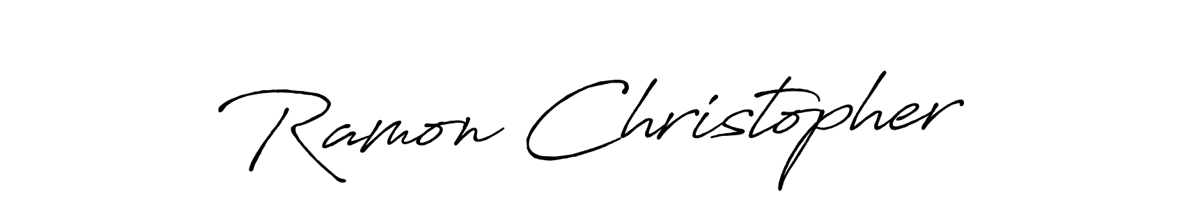 The best way (Antro_Vectra_Bolder) to make a short signature is to pick only two or three words in your name. The name Ramon Christopher include a total of six letters. For converting this name. Ramon Christopher signature style 7 images and pictures png
