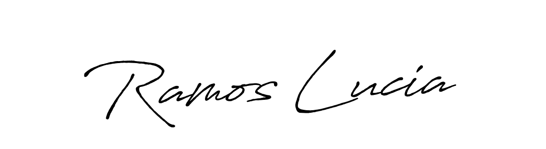 How to make Ramos Lucia name signature. Use Antro_Vectra_Bolder style for creating short signs online. This is the latest handwritten sign. Ramos Lucia signature style 7 images and pictures png
