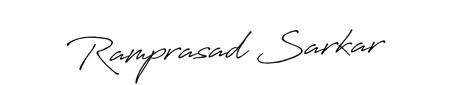 How to make Ramprasad Sarkar name signature. Use Antro_Vectra_Bolder style for creating short signs online. This is the latest handwritten sign. Ramprasad Sarkar signature style 7 images and pictures png