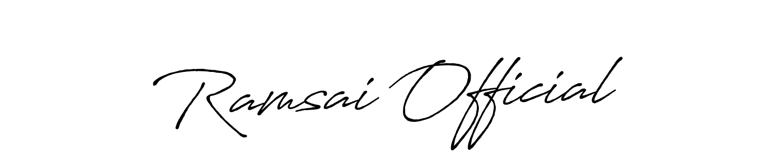 Antro_Vectra_Bolder is a professional signature style that is perfect for those who want to add a touch of class to their signature. It is also a great choice for those who want to make their signature more unique. Get Ramsai Official name to fancy signature for free. Ramsai Official signature style 7 images and pictures png