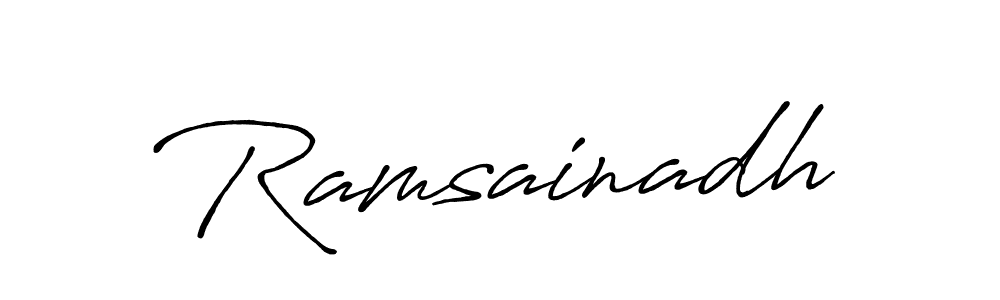 Use a signature maker to create a handwritten signature online. With this signature software, you can design (Antro_Vectra_Bolder) your own signature for name Ramsainadh. Ramsainadh signature style 7 images and pictures png