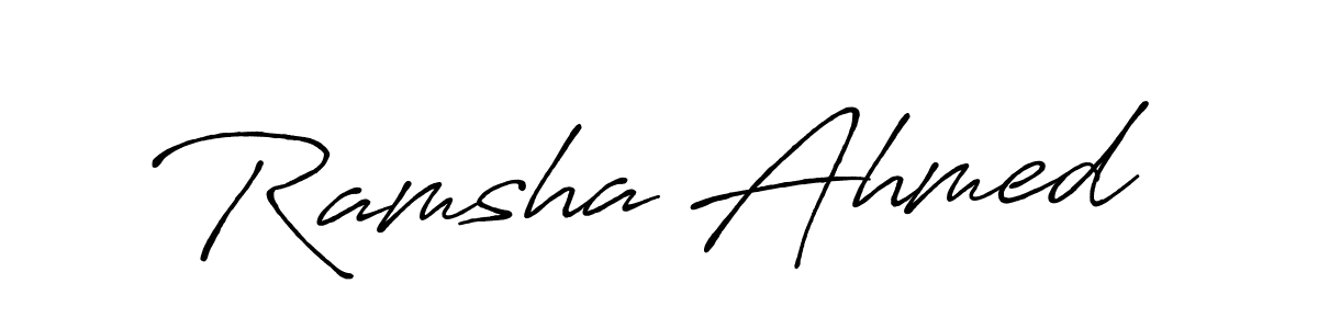 Also You can easily find your signature by using the search form. We will create Ramsha Ahmed name handwritten signature images for you free of cost using Antro_Vectra_Bolder sign style. Ramsha Ahmed signature style 7 images and pictures png