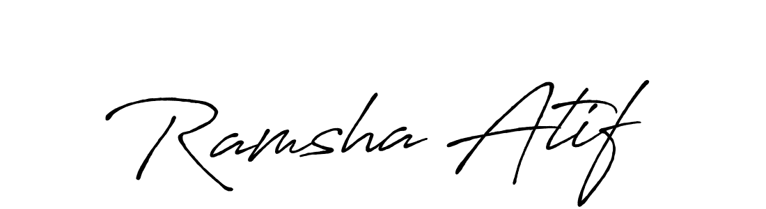 Make a beautiful signature design for name Ramsha Atif. With this signature (Antro_Vectra_Bolder) style, you can create a handwritten signature for free. Ramsha Atif signature style 7 images and pictures png