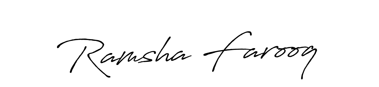 Create a beautiful signature design for name Ramsha Farooq. With this signature (Antro_Vectra_Bolder) fonts, you can make a handwritten signature for free. Ramsha Farooq signature style 7 images and pictures png