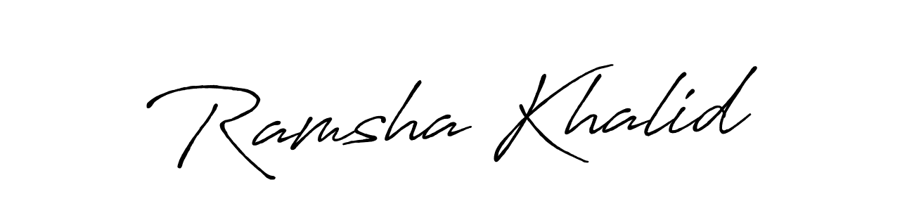 Make a beautiful signature design for name Ramsha Khalid. With this signature (Antro_Vectra_Bolder) style, you can create a handwritten signature for free. Ramsha Khalid signature style 7 images and pictures png