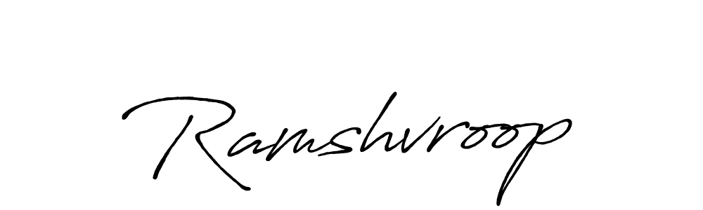 How to make Ramshvroop name signature. Use Antro_Vectra_Bolder style for creating short signs online. This is the latest handwritten sign. Ramshvroop signature style 7 images and pictures png