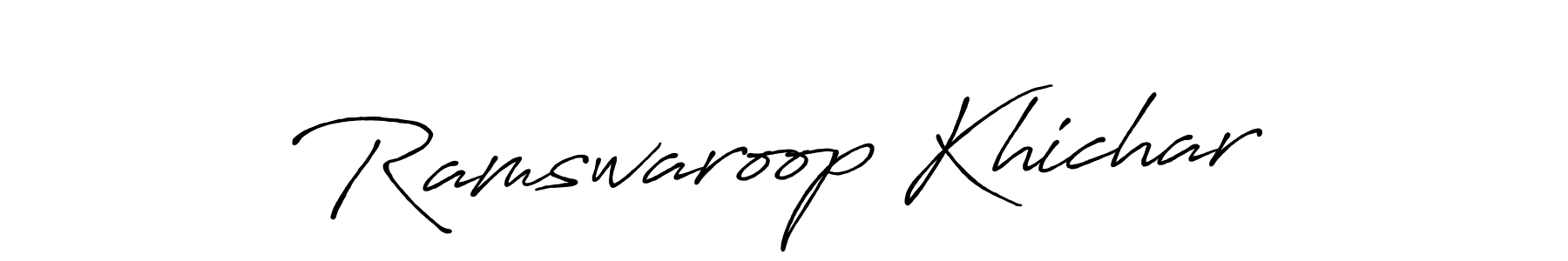 Make a beautiful signature design for name Ramswaroop Khichar. With this signature (Antro_Vectra_Bolder) style, you can create a handwritten signature for free. Ramswaroop Khichar signature style 7 images and pictures png