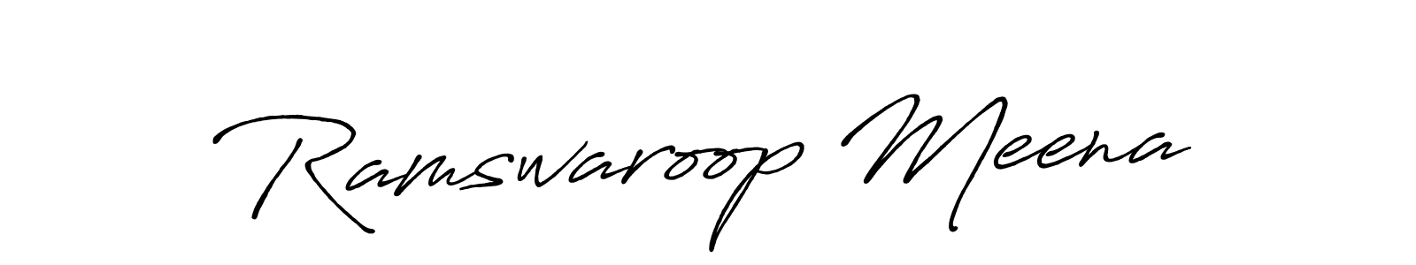 How to make Ramswaroop Meena name signature. Use Antro_Vectra_Bolder style for creating short signs online. This is the latest handwritten sign. Ramswaroop Meena signature style 7 images and pictures png