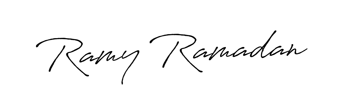 Ramy Ramadan stylish signature style. Best Handwritten Sign (Antro_Vectra_Bolder) for my name. Handwritten Signature Collection Ideas for my name Ramy Ramadan. Ramy Ramadan signature style 7 images and pictures png