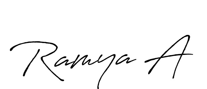 Similarly Antro_Vectra_Bolder is the best handwritten signature design. Signature creator online .You can use it as an online autograph creator for name Ramya A. Ramya A signature style 7 images and pictures png