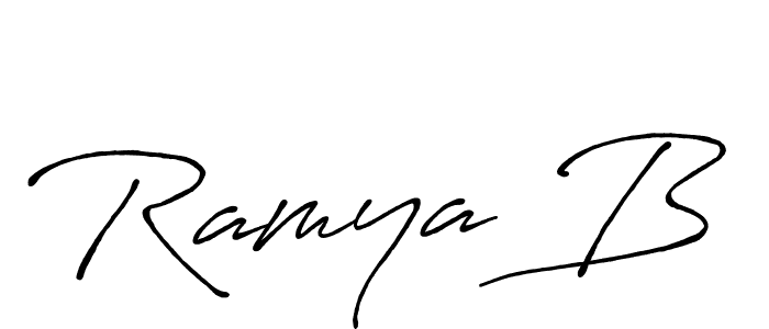 How to make Ramya B name signature. Use Antro_Vectra_Bolder style for creating short signs online. This is the latest handwritten sign. Ramya B signature style 7 images and pictures png