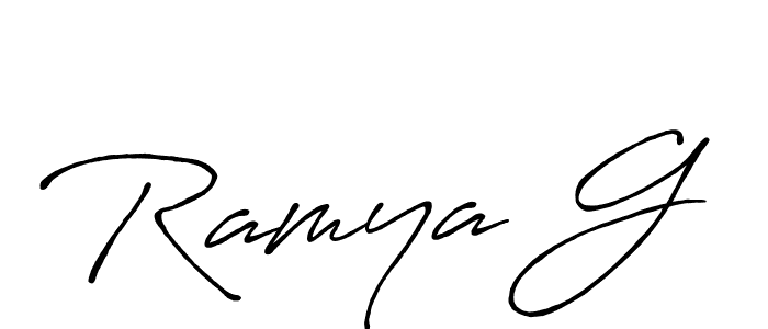 How to make Ramya G signature? Antro_Vectra_Bolder is a professional autograph style. Create handwritten signature for Ramya G name. Ramya G signature style 7 images and pictures png