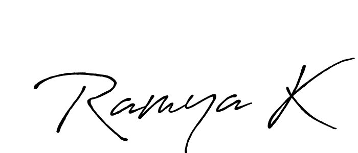 Make a beautiful signature design for name Ramya K. With this signature (Antro_Vectra_Bolder) style, you can create a handwritten signature for free. Ramya K signature style 7 images and pictures png