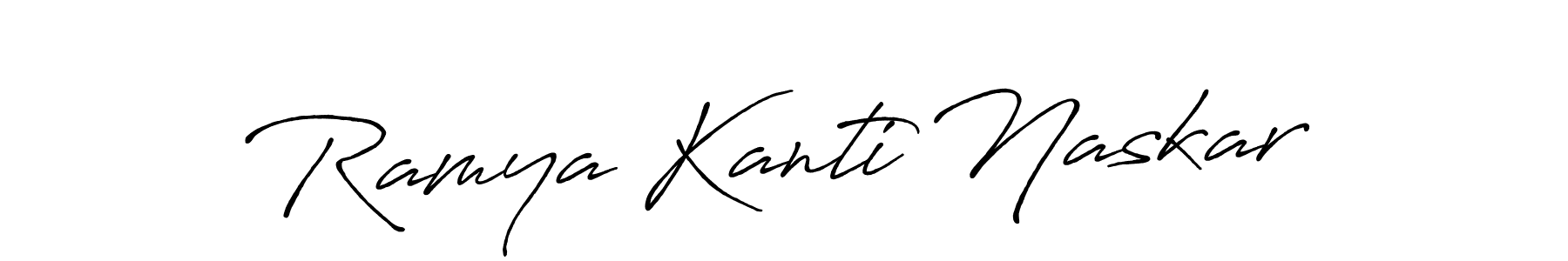 Antro_Vectra_Bolder is a professional signature style that is perfect for those who want to add a touch of class to their signature. It is also a great choice for those who want to make their signature more unique. Get Ramya Kanti Naskar name to fancy signature for free. Ramya Kanti Naskar signature style 7 images and pictures png