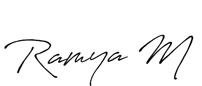 You can use this online signature creator to create a handwritten signature for the name Ramya M. This is the best online autograph maker. Ramya M signature style 7 images and pictures png