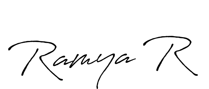 Make a beautiful signature design for name Ramya R. With this signature (Antro_Vectra_Bolder) style, you can create a handwritten signature for free. Ramya R signature style 7 images and pictures png