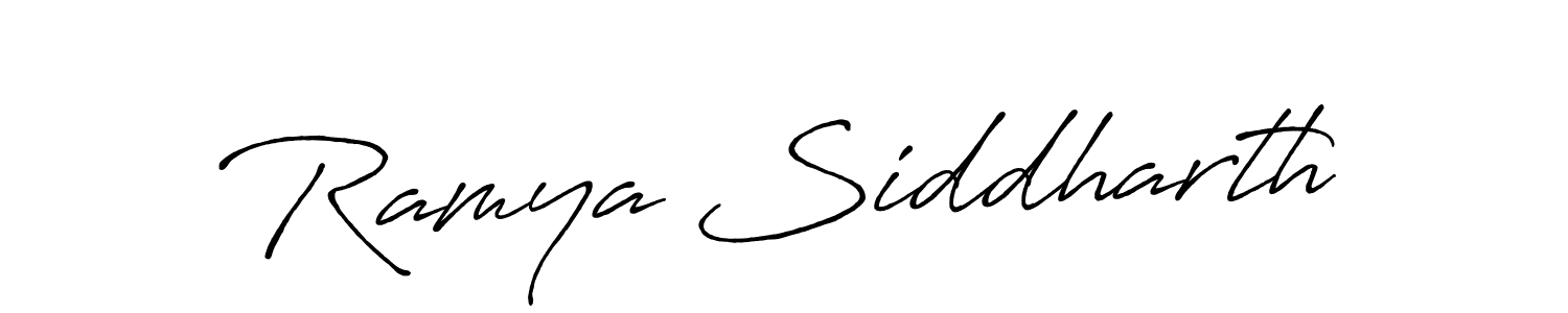 Create a beautiful signature design for name Ramya Siddharth. With this signature (Antro_Vectra_Bolder) fonts, you can make a handwritten signature for free. Ramya Siddharth signature style 7 images and pictures png