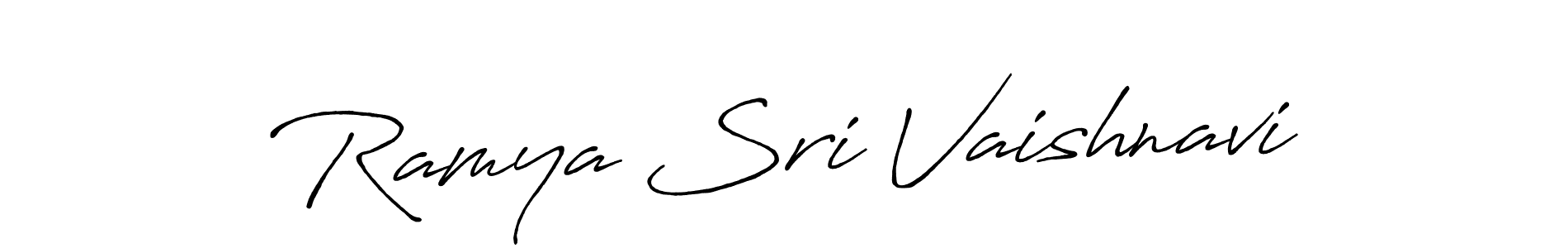 How to make Ramya Sri Vaishnavi name signature. Use Antro_Vectra_Bolder style for creating short signs online. This is the latest handwritten sign. Ramya Sri Vaishnavi signature style 7 images and pictures png