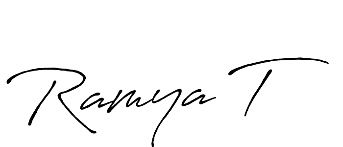 Antro_Vectra_Bolder is a professional signature style that is perfect for those who want to add a touch of class to their signature. It is also a great choice for those who want to make their signature more unique. Get Ramya T name to fancy signature for free. Ramya T signature style 7 images and pictures png