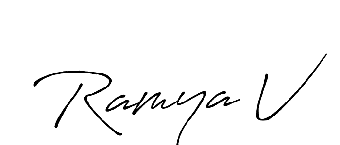 Design your own signature with our free online signature maker. With this signature software, you can create a handwritten (Antro_Vectra_Bolder) signature for name Ramya V. Ramya V signature style 7 images and pictures png