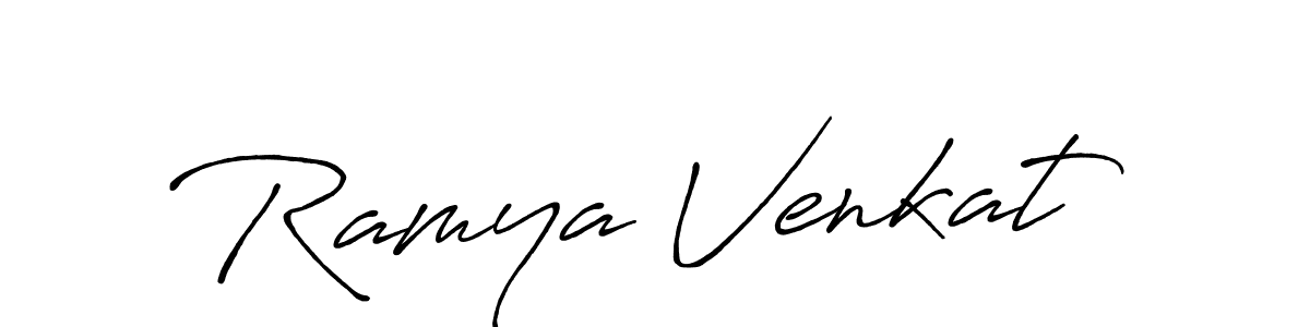 How to make Ramya Venkat name signature. Use Antro_Vectra_Bolder style for creating short signs online. This is the latest handwritten sign. Ramya Venkat signature style 7 images and pictures png