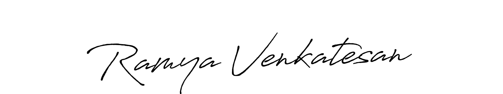 How to make Ramya Venkatesan name signature. Use Antro_Vectra_Bolder style for creating short signs online. This is the latest handwritten sign. Ramya Venkatesan signature style 7 images and pictures png