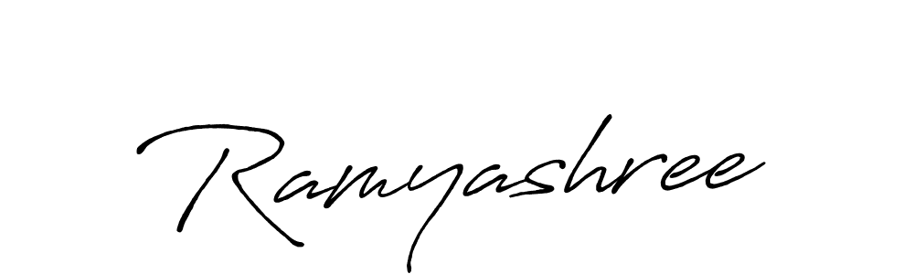 Use a signature maker to create a handwritten signature online. With this signature software, you can design (Antro_Vectra_Bolder) your own signature for name Ramyashree. Ramyashree signature style 7 images and pictures png