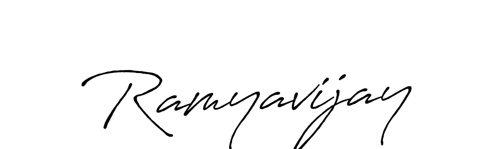 if you are searching for the best signature style for your name Ramyavijay. so please give up your signature search. here we have designed multiple signature styles  using Antro_Vectra_Bolder. Ramyavijay signature style 7 images and pictures png