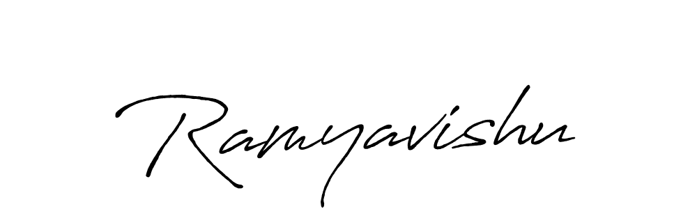 Antro_Vectra_Bolder is a professional signature style that is perfect for those who want to add a touch of class to their signature. It is also a great choice for those who want to make their signature more unique. Get Ramyavishu name to fancy signature for free. Ramyavishu signature style 7 images and pictures png