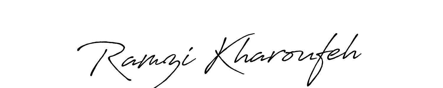 This is the best signature style for the Ramzi Kharoufeh name. Also you like these signature font (Antro_Vectra_Bolder). Mix name signature. Ramzi Kharoufeh signature style 7 images and pictures png