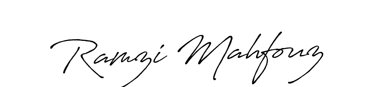 Create a beautiful signature design for name Ramzi Mahfouz. With this signature (Antro_Vectra_Bolder) fonts, you can make a handwritten signature for free. Ramzi Mahfouz signature style 7 images and pictures png