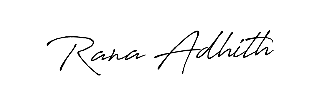Similarly Antro_Vectra_Bolder is the best handwritten signature design. Signature creator online .You can use it as an online autograph creator for name Rana Adhith. Rana Adhith signature style 7 images and pictures png