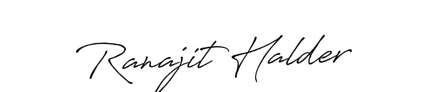 How to make Ranajit Halder name signature. Use Antro_Vectra_Bolder style for creating short signs online. This is the latest handwritten sign. Ranajit Halder signature style 7 images and pictures png