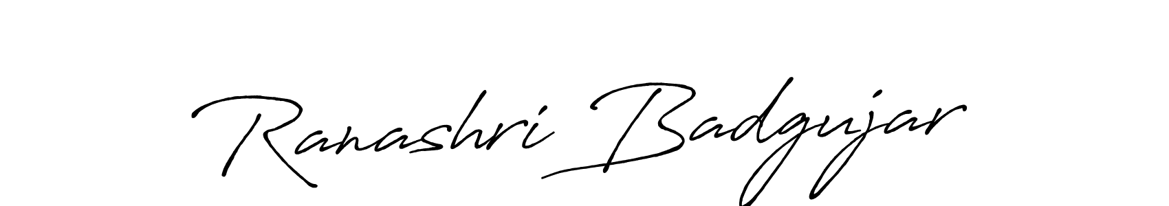 Design your own signature with our free online signature maker. With this signature software, you can create a handwritten (Antro_Vectra_Bolder) signature for name Ranashri Badgujar. Ranashri Badgujar signature style 7 images and pictures png