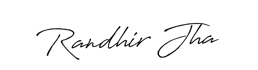 Create a beautiful signature design for name Randhir Jha. With this signature (Antro_Vectra_Bolder) fonts, you can make a handwritten signature for free. Randhir Jha signature style 7 images and pictures png