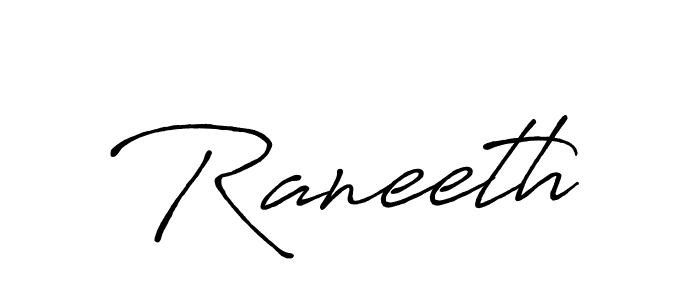 How to make Raneeth name signature. Use Antro_Vectra_Bolder style for creating short signs online. This is the latest handwritten sign. Raneeth signature style 7 images and pictures png