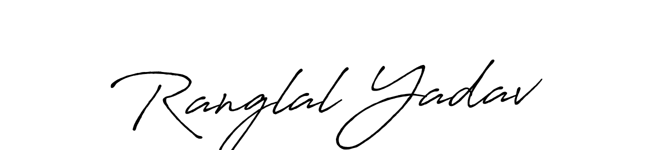 How to make Ranglal Yadav name signature. Use Antro_Vectra_Bolder style for creating short signs online. This is the latest handwritten sign. Ranglal Yadav signature style 7 images and pictures png