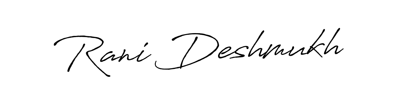 The best way (Antro_Vectra_Bolder) to make a short signature is to pick only two or three words in your name. The name Rani Deshmukh include a total of six letters. For converting this name. Rani Deshmukh signature style 7 images and pictures png