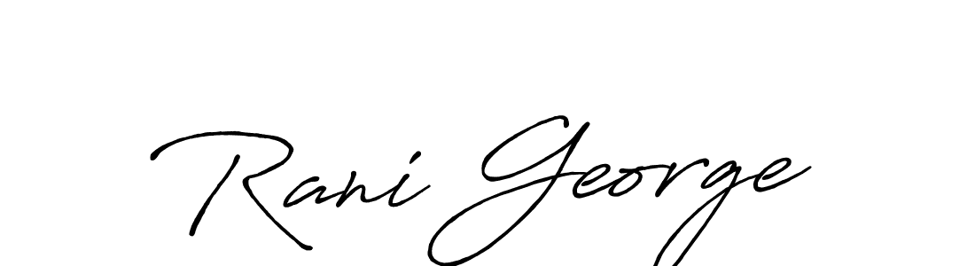 if you are searching for the best signature style for your name Rani George. so please give up your signature search. here we have designed multiple signature styles  using Antro_Vectra_Bolder. Rani George signature style 7 images and pictures png