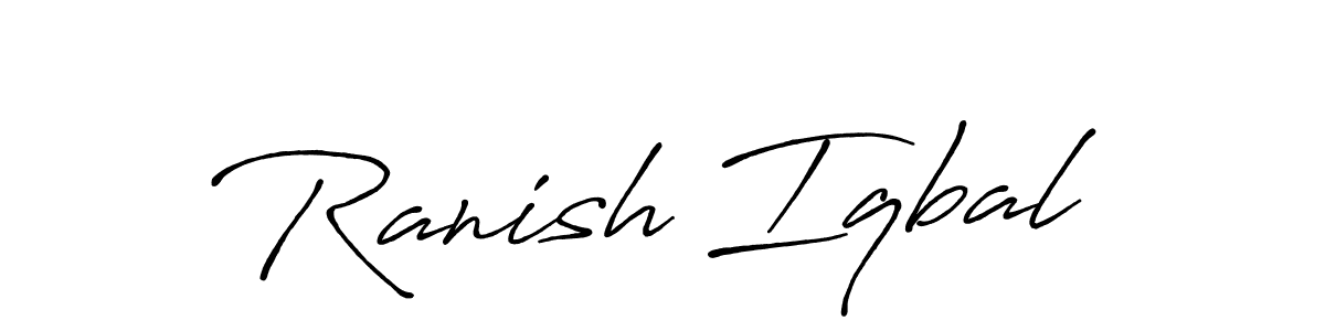 Also we have Ranish Iqbal name is the best signature style. Create professional handwritten signature collection using Antro_Vectra_Bolder autograph style. Ranish Iqbal signature style 7 images and pictures png