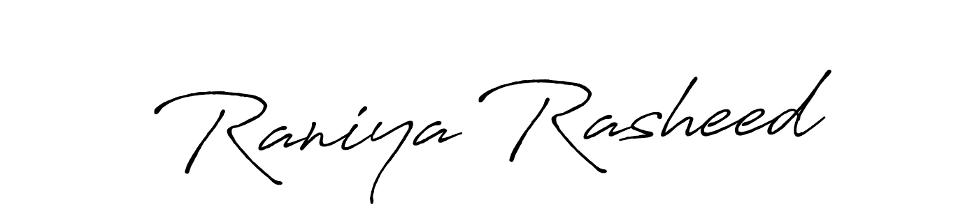 Create a beautiful signature design for name Raniya Rasheed. With this signature (Antro_Vectra_Bolder) fonts, you can make a handwritten signature for free. Raniya Rasheed signature style 7 images and pictures png