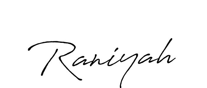 Design your own signature with our free online signature maker. With this signature software, you can create a handwritten (Antro_Vectra_Bolder) signature for name Raniyah. Raniyah signature style 7 images and pictures png