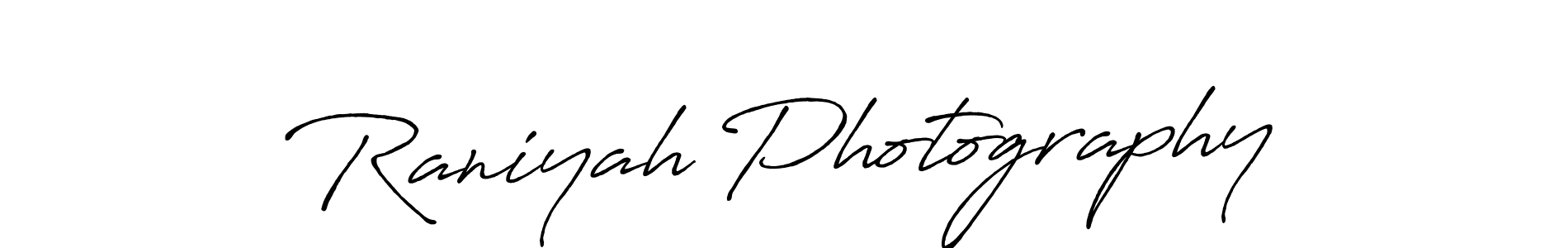 Make a beautiful signature design for name Raniyah Photography. With this signature (Antro_Vectra_Bolder) style, you can create a handwritten signature for free. Raniyah Photography signature style 7 images and pictures png