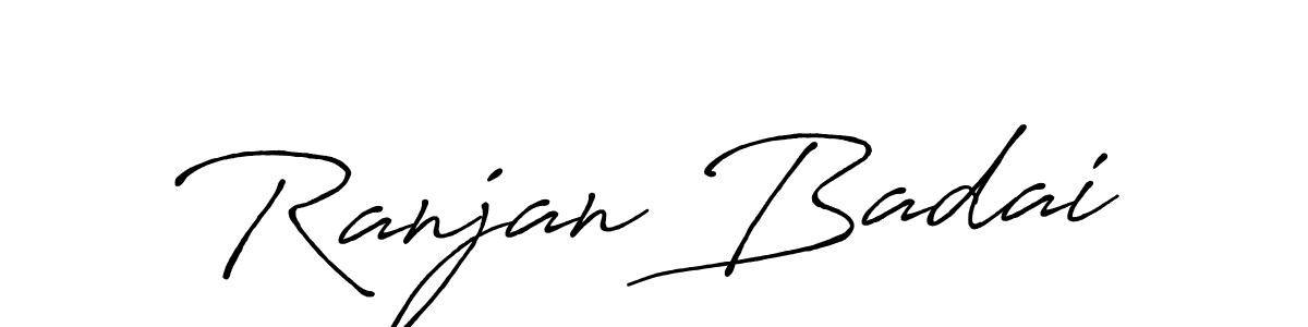 How to make Ranjan Badai name signature. Use Antro_Vectra_Bolder style for creating short signs online. This is the latest handwritten sign. Ranjan Badai signature style 7 images and pictures png