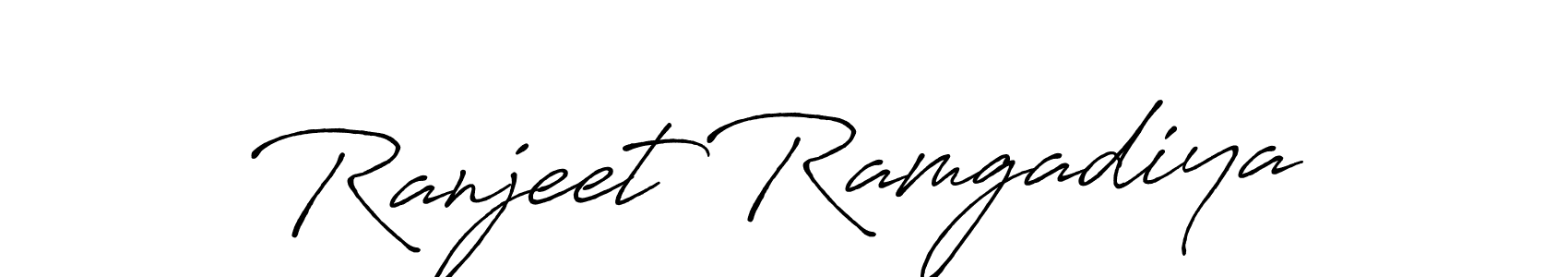 This is the best signature style for the Ranjeet Ramgadiya name. Also you like these signature font (Antro_Vectra_Bolder). Mix name signature. Ranjeet Ramgadiya signature style 7 images and pictures png