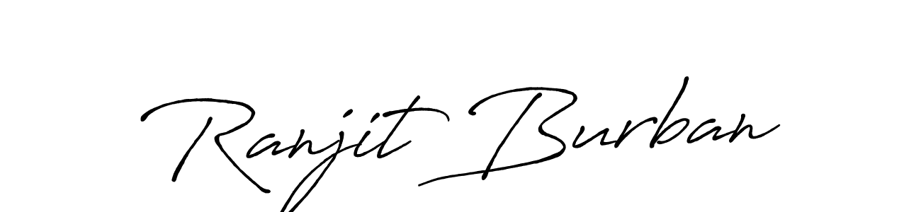 How to make Ranjit Burban name signature. Use Antro_Vectra_Bolder style for creating short signs online. This is the latest handwritten sign. Ranjit Burban signature style 7 images and pictures png