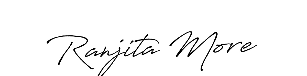 The best way (Antro_Vectra_Bolder) to make a short signature is to pick only two or three words in your name. The name Ranjita More include a total of six letters. For converting this name. Ranjita More signature style 7 images and pictures png