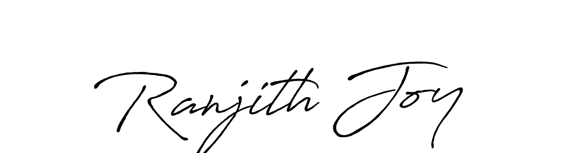 How to make Ranjith Joy name signature. Use Antro_Vectra_Bolder style for creating short signs online. This is the latest handwritten sign. Ranjith Joy signature style 7 images and pictures png