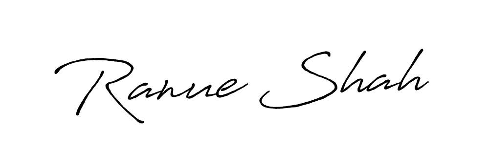 How to make Ranue Shah name signature. Use Antro_Vectra_Bolder style for creating short signs online. This is the latest handwritten sign. Ranue Shah signature style 7 images and pictures png