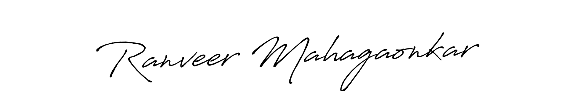 Create a beautiful signature design for name Ranveer Mahagaonkar. With this signature (Antro_Vectra_Bolder) fonts, you can make a handwritten signature for free. Ranveer Mahagaonkar signature style 7 images and pictures png
